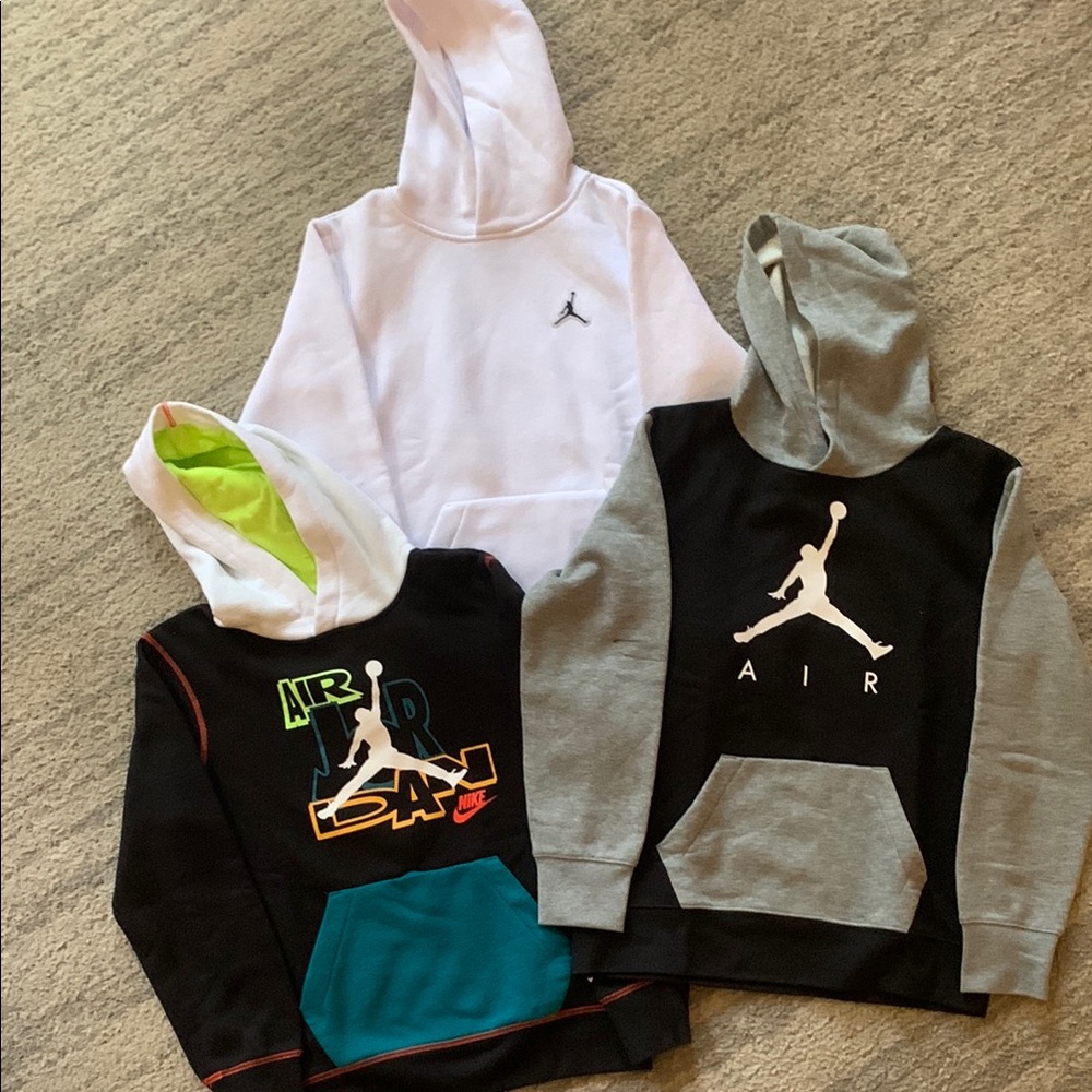 Jordan White and Black Sweatshirts & Hoodies